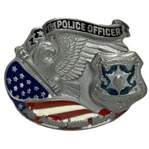 Great American Products Belt Buckle‎ Pewter Police Officer An American Hero EUC